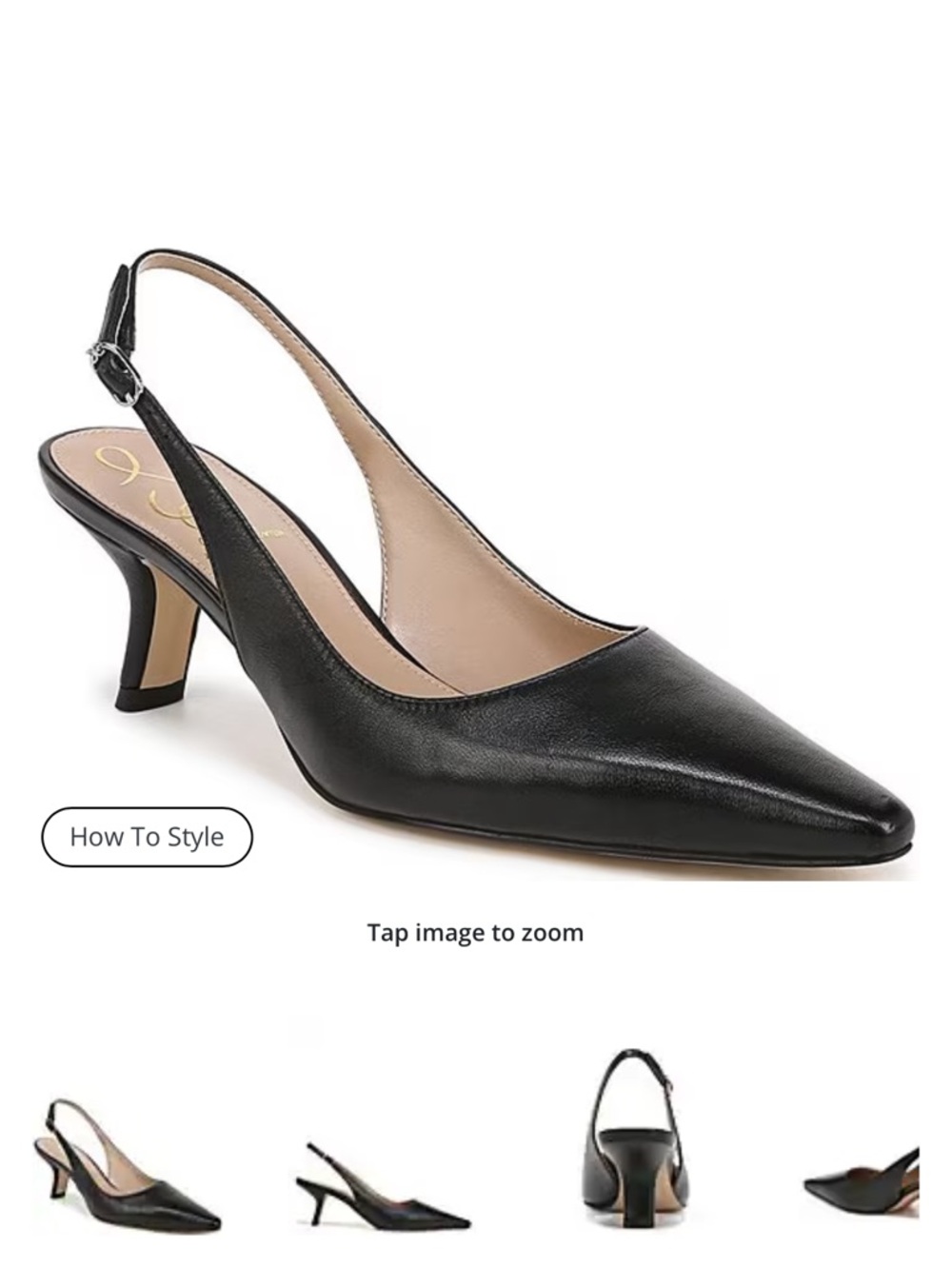 Sam Edelman Bianka Black Pointed Slingback Pump